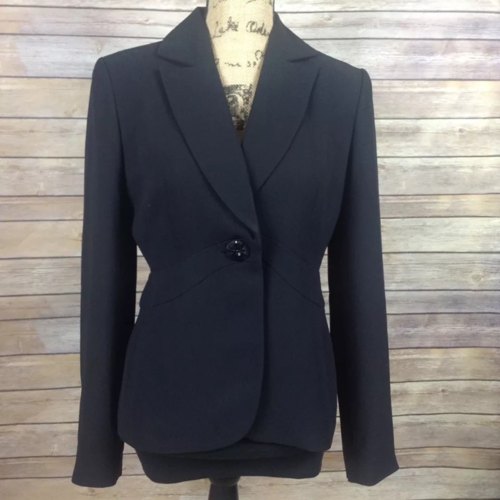 Ann Taylor Loft 4 Solid Black Single Button Blazer - image 1